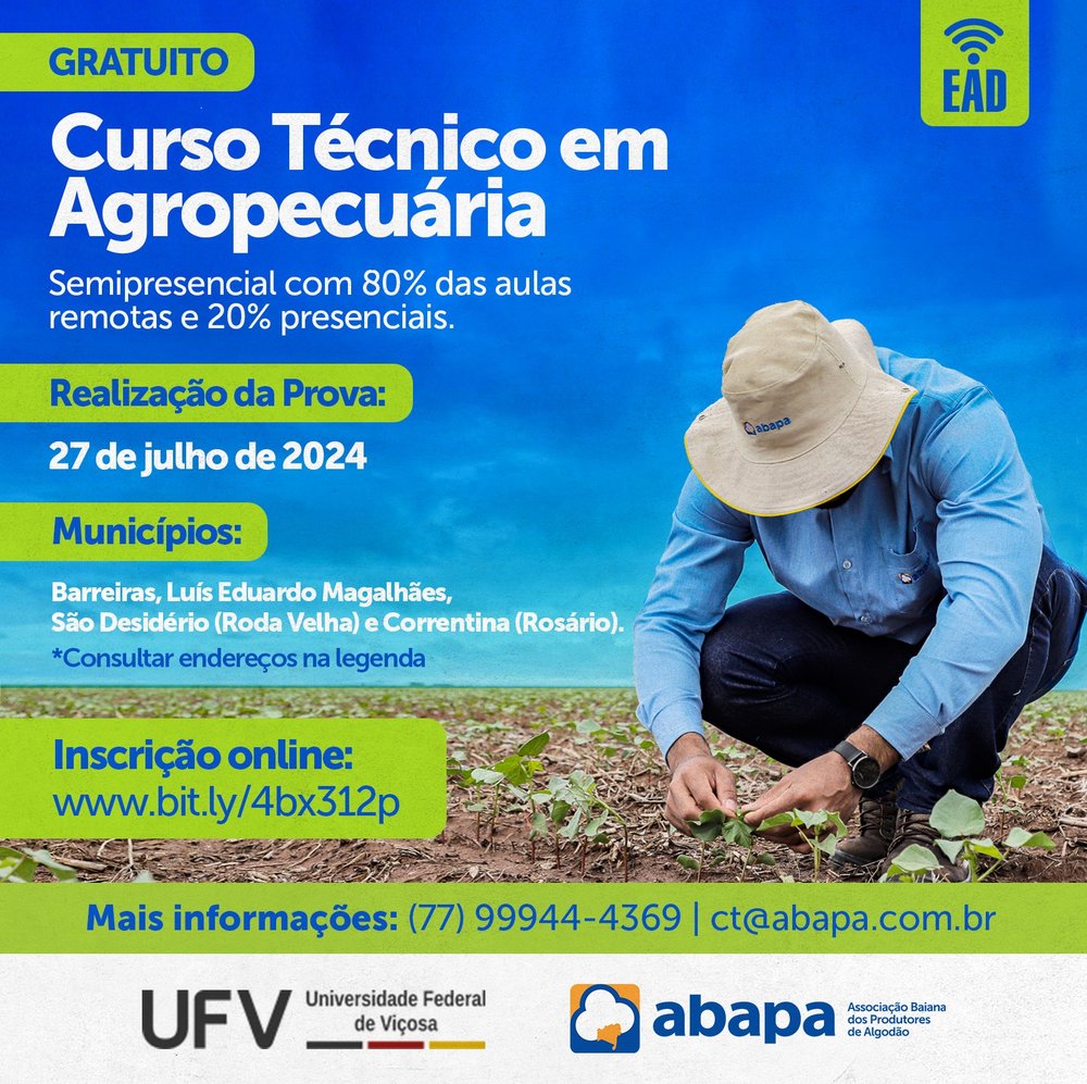 Curso Gratuito Ead De T Cnico Em Agropecu Ria Oferecido Pela Abapa Em